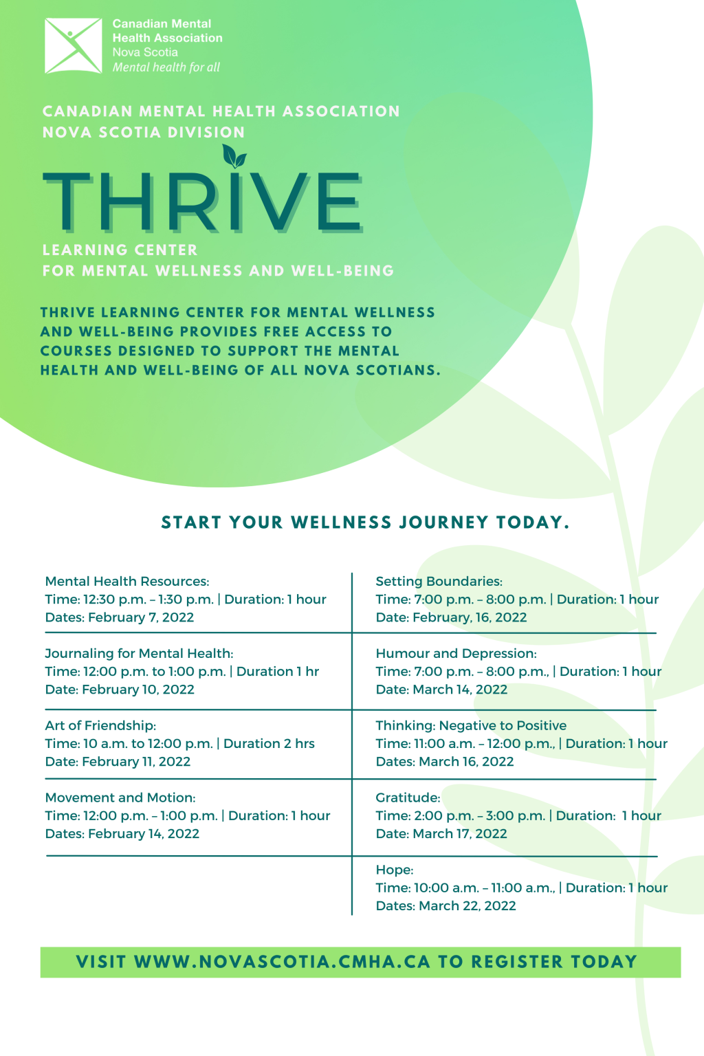 Picture of: CMHA NS launches THRIVE Learning Centre for Mental Wellness and