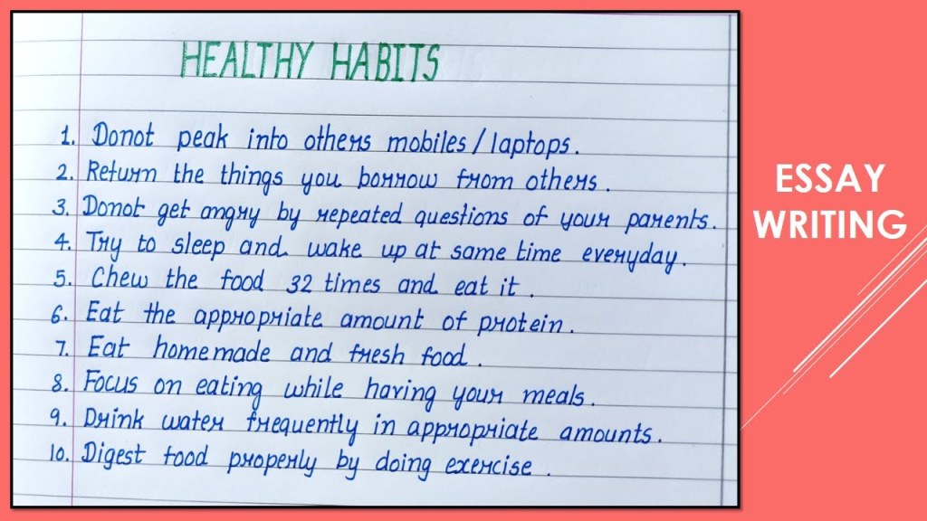 Picture of: How to write  Lines Essay on Healthy Habits  Essay Writing