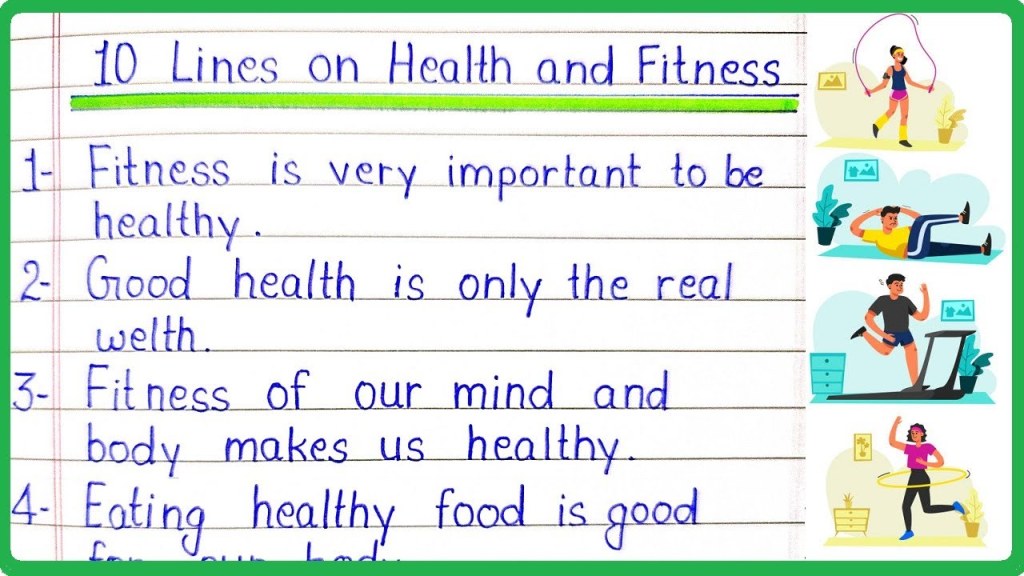 Picture of: Lines Essay on Health and Fitness in English  Health and Fitness   Points, Few Lines, Sentences